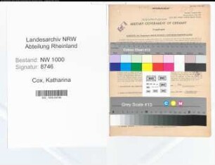 Entnazifizierung Katharina Cox, geb. 10.07.1904 (Postbeamtin)