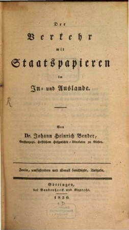 Der Verkehr mit Staatspapieren im In- und Auslande