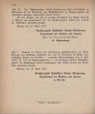 53. Ministerial-Bekanntmachung, die Konzessionirung der Schweizerischen Unfall-Versicherungs-Aktien-Gesellschaft zu Winterthur zum Geschäftsbetrieb im Großherzogthum betreffend