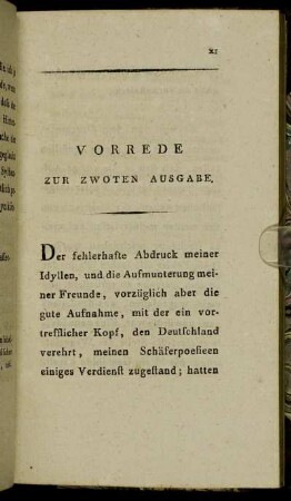 Vorrede zur zwoten Ausgabe.
