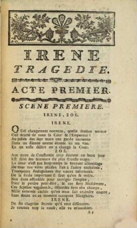 Irène : Tragédie
