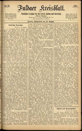 Ausgabe vom Samstag, den 25. August 1877.