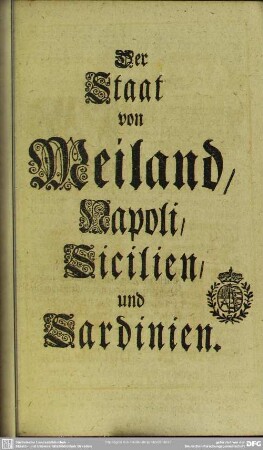 Der Staat von Meiland, Napoli, Sicilien, und Sardinien