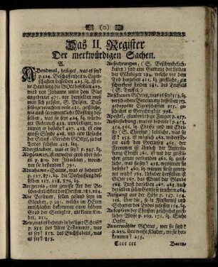 Das II. Register der merkwürdigen Sachen