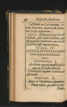 Classis IV. Controversiarum circa orationem Dominicam.