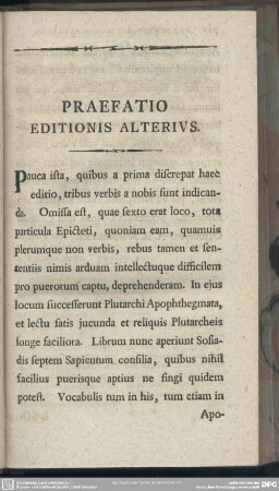 Praefatio Editionis Alterius