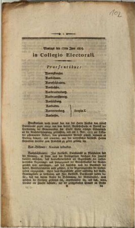 ... in Collegio Electorali, 1805 [,6,4]. Montags den 17ten Juni 1805