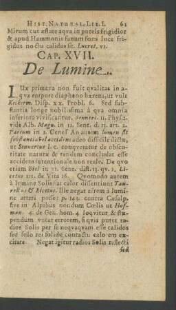 Caput XVII. De Lumine.