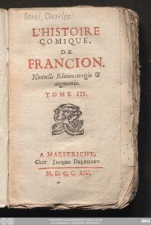Tome III.: La vraie histoire comique de Francion