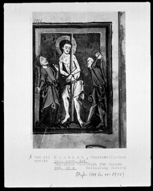 Deutsches Gebetbuch für Nonnen — Geißelung Christi, Folio 28recto