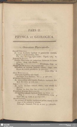 Pars II. Physica Et Geologica