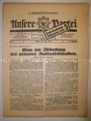 Wahlzeitung der DNVP zur Reichstagswahl im Juli 1932