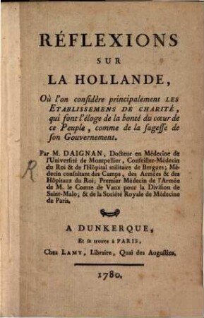 Reflexions sur la Hollande