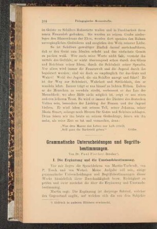 Grammatische Unterscheidungen und Begriffsbestimmungen