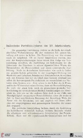 X. Italienische Porträtskulpturen des XV. Jahrhunderts