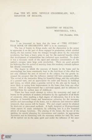 From the rt. hon. Neville Chamberlain, M.P., Minister of health