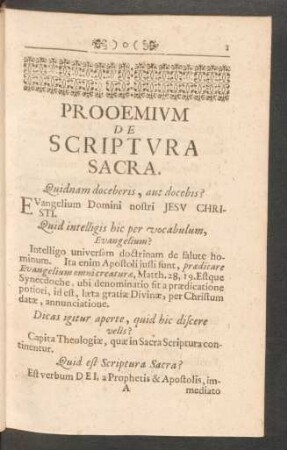 Prooemium de Scriptura Sacra.