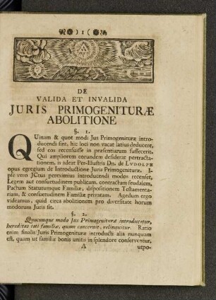 De valida et invalida juris primogeniturae abolitione