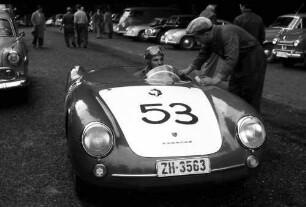 Schauinsland-Rennstrecke: Am Start; Nr. 53; Hansueli Eugster (Schweiz); auf Porsche/Spyder
