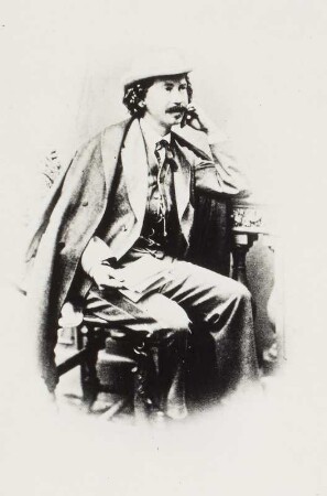 Porträt Wilhelm Jerwitz : Porträt Friedrich Wilhelm Eduard Jerwitz (1832-1908; Schauspieler, Ballettmeister, Schriftsteller, Amateurmaler). Albuminabzug auf Karton (Carte-de-visite mit Atelieraufdruck verso)