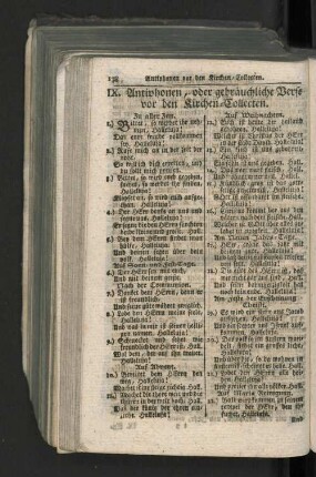 IX. Antiphonen, oder gebräuchliche Verse vor den Kirchen-Collecten.