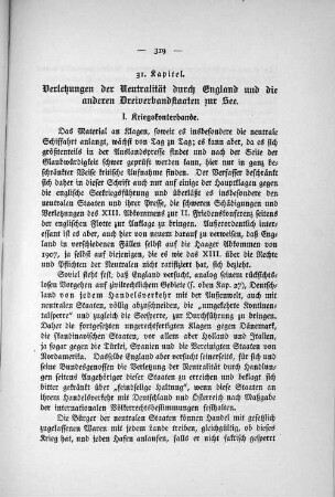 31. Kapitel. Verletzungen der Neutralität durch England und die anderen Dreiverbandstaaten zur See.