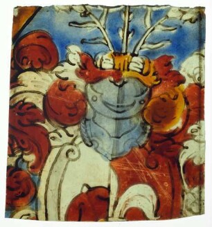 Glasmalerei mit Teil eines Wappens
