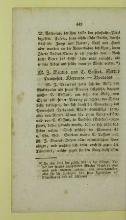 M. J. Brutus und C. Cassius. Sextus Pompejus. Kleopatra. - Theodotos