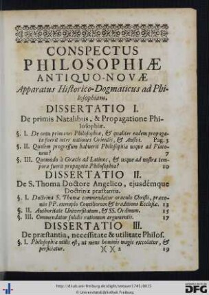 Conspectus Philosophiae Antiquo-Novae.