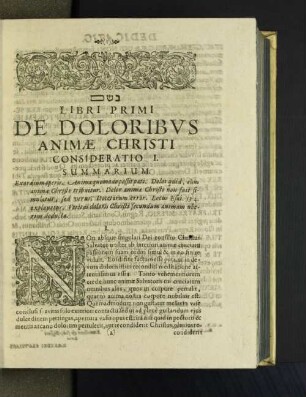 Libri Primi De Doloribus Animae Christi Consideratio I.