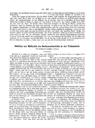 Beiträge zur Methodik des Rechenunterrichts in der Volksschule : (Fortsetzung)
