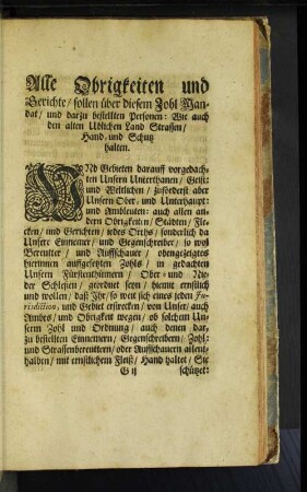 Alle Obrigkeiten und Gerichte/ sollen ueber diesem Zohl ...