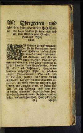 Alle Obrigkeiten und Gerichte/ sollen ueber diesem Zohl ...
