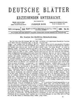 Zur Analyse des kindlichen Gedankenkreises