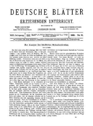 Zur Analyse des kindlichen Gedankenkreises