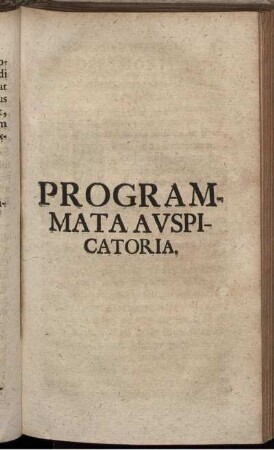Programmata Auspicatoria.