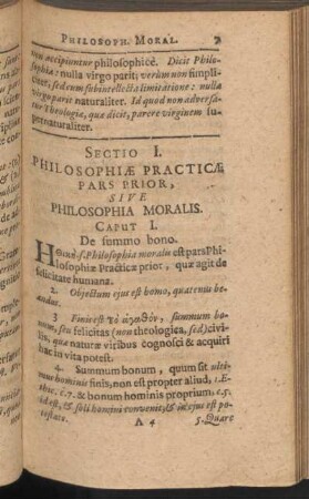 Sectio I. Philosophiae practicae pars prior, sive philosophia moralis