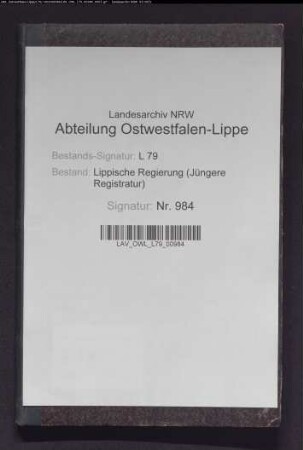 Nachweis des Vermögens der Landkasse und Generalkasse (dreifach)