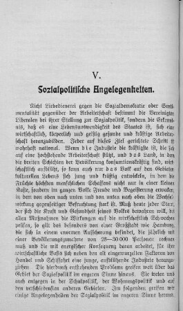V. Sozialpolitische Angelegenheiten.