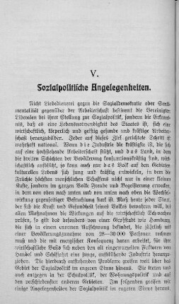 V. Sozialpolitische Angelegenheiten.
