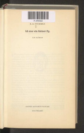 Ich war ein kleiner Pg : ein Roman