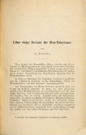 Ueber einige Derivate der Meta-Toluylsäure