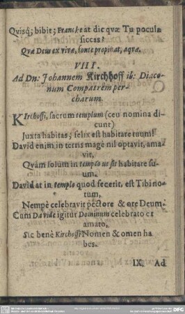 VIII. Ad Dn. Johannem Kirchhoff