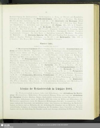 Lehrplan der Werkmeisterschule im Lehrjahre 1880/81