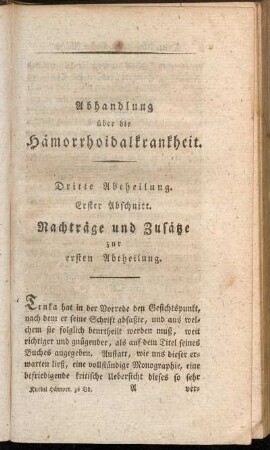 Erster Abschnitt. Nachträge und Zusätze zur ersten Abtheilung.