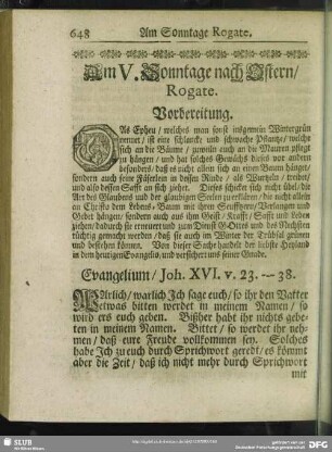 Am V. Sonntage nach Ostern, Rogate