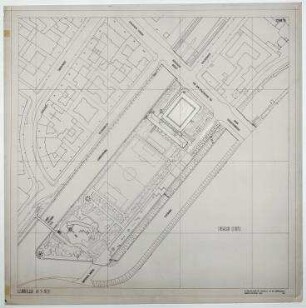 Wettbewerb Quartiers-Sporthalle auf der Lohmühleninsel (nicht realisiert), 4. Preis – Lageplan. Berlin-Kreuzberg, Vor dem Schlesischen Tor 1