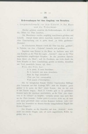 III. Redewendungen bei dem Empfang von Besuchen.