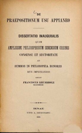 De praepositionum usu Appianeo : Diss. inaug.