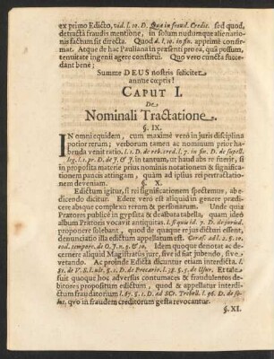 Caput I. De Nominali Tractatione.